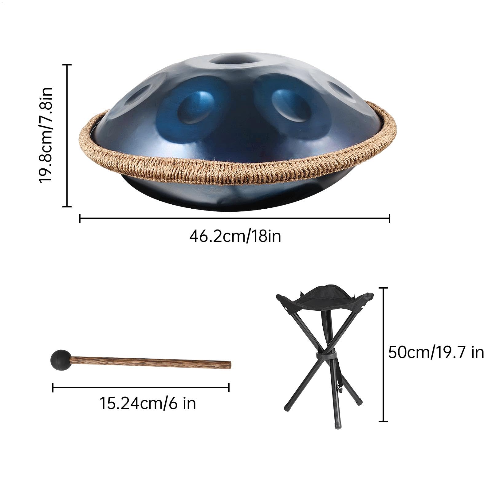 Amazon.com: Handpan Drums Sets G Minor 18 Inches Steel Hand Drum