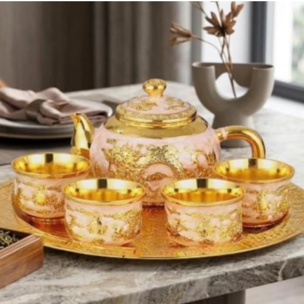 Tee Set mit Kanne 4 Tassen Tablett Chinesisch