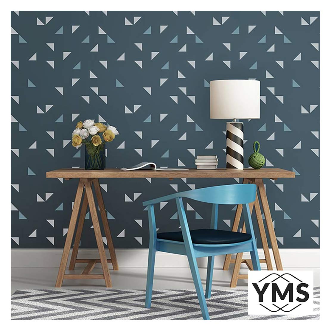 YMS Geometric Wallart Reusable DIY Wall Stencils for Home Wall Decor