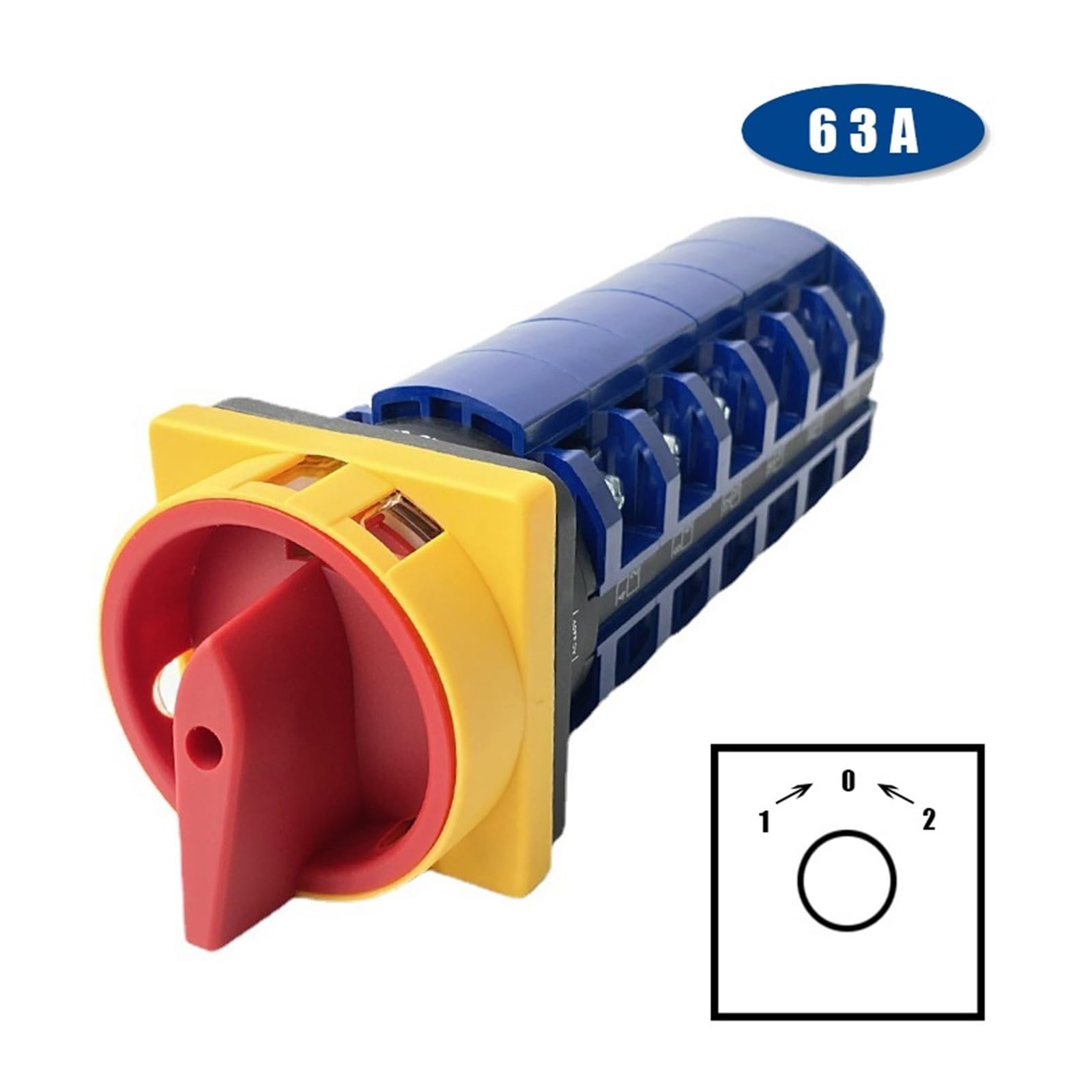 Interruptor de Leva de reinicio de 3 Posiciones, 690 V, 63 A, 6 Polos, con candado, interruptores giratorios de conmutación, Encendido-Apagado-Encendido, YMW26GS, LW26-63/6GS