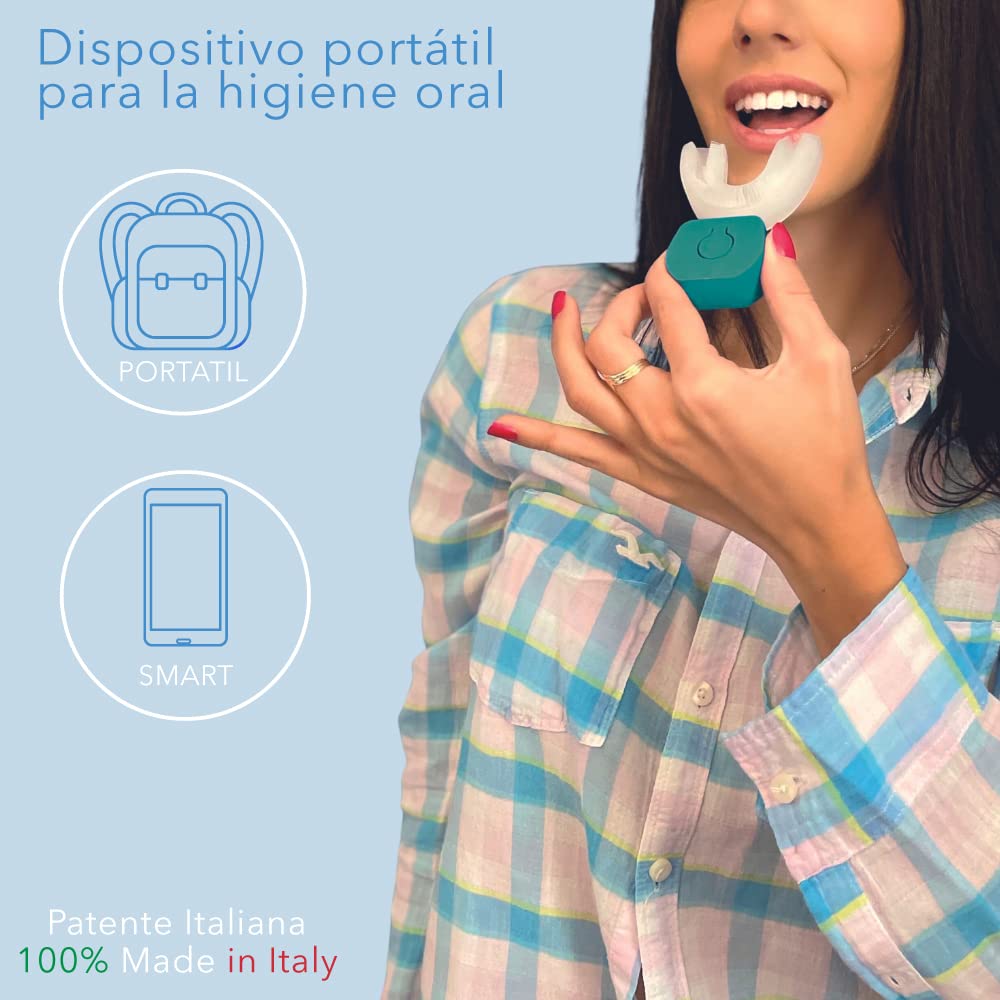 Smart - Cepillo de Dientes Elétrico Ultrasónico Autómatico - Cepillo de Dientes Eléctrico Recargable de Viaje - Cepillo de Dientes Blanqueador sin Pasta y sin Agua - Made in Italy