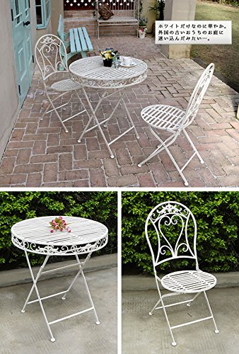 ガーデンガーデン アイアン ラウンドチェアー 2脚セット 幅42cm×奥行53cm 座高45cm×高さ94.5cm アンティークホワイト SS-SPL-6627-2P-WHT 7枚目