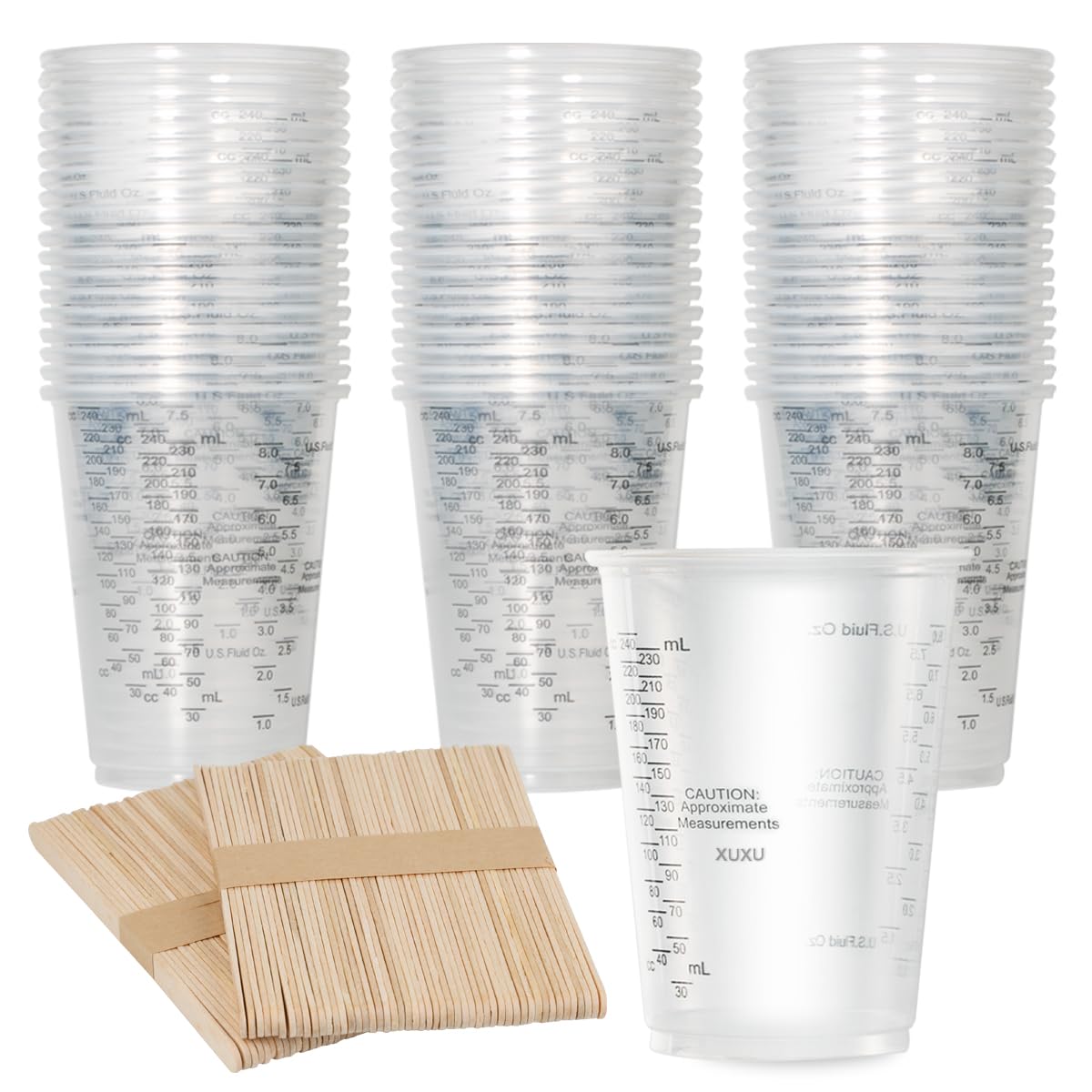 PAIPU - Vaporizador de ropa de plástico transparente con 100 varillas de agitación de madera para mezclar pintura