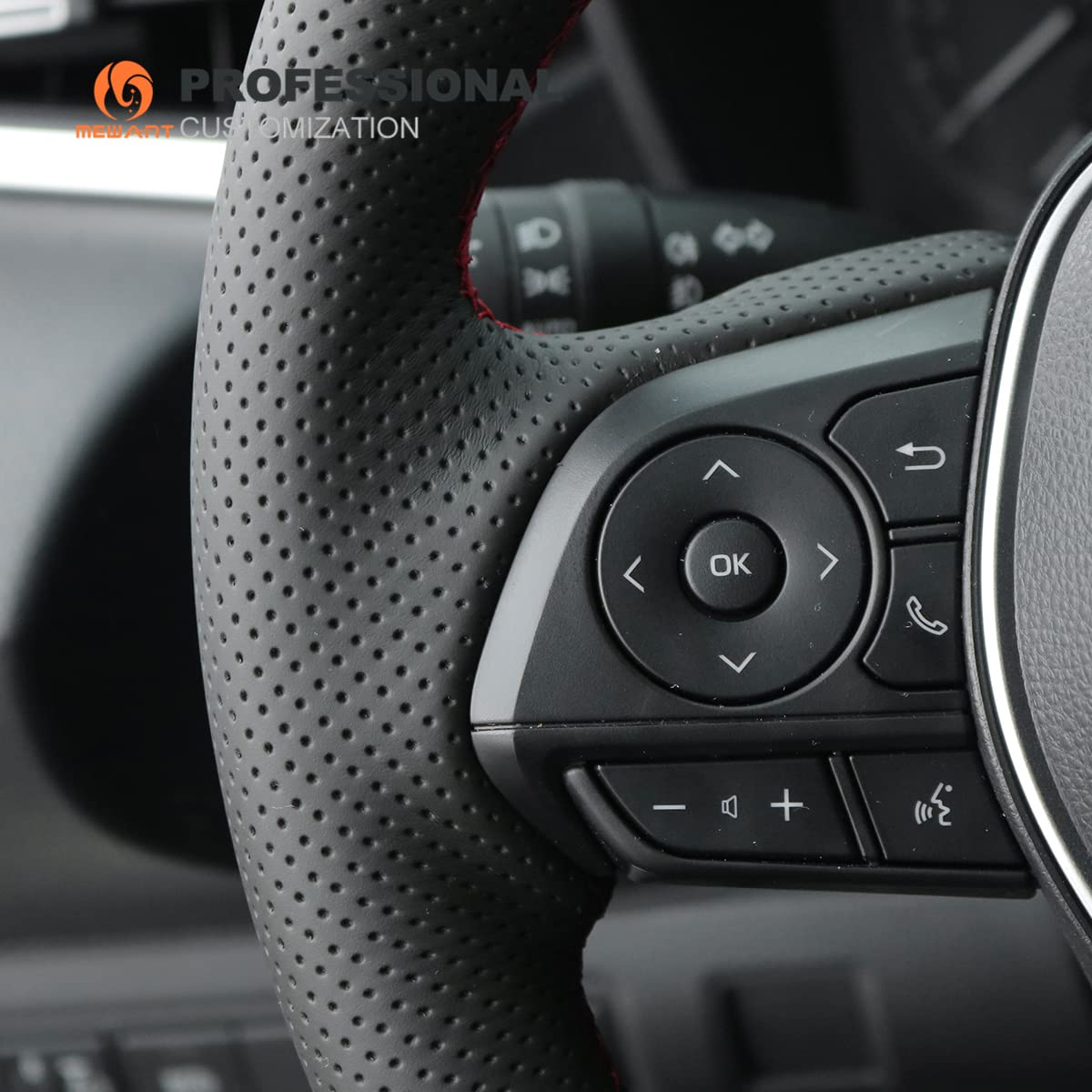 MEWANT Funda de Volante para Coser Volante de Coche de Microfibra Negra | A Medida para volante de coche de microfibra negra / Toyota Camry 2018-2019 / Avalon 2019 / Corolla 2019-2020 / RAV4 2019