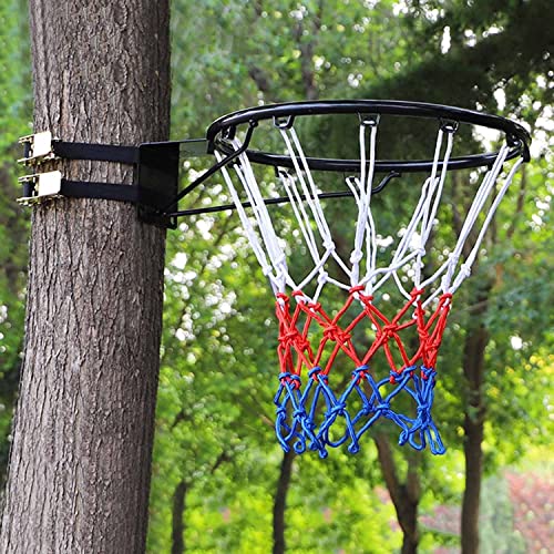 Hanging Basketball Hoop - Hanging Basketball Wall Mounted Goal Hoop Rim with 2 Adjustable Strap & Nylon Net for Outdoors Indoor