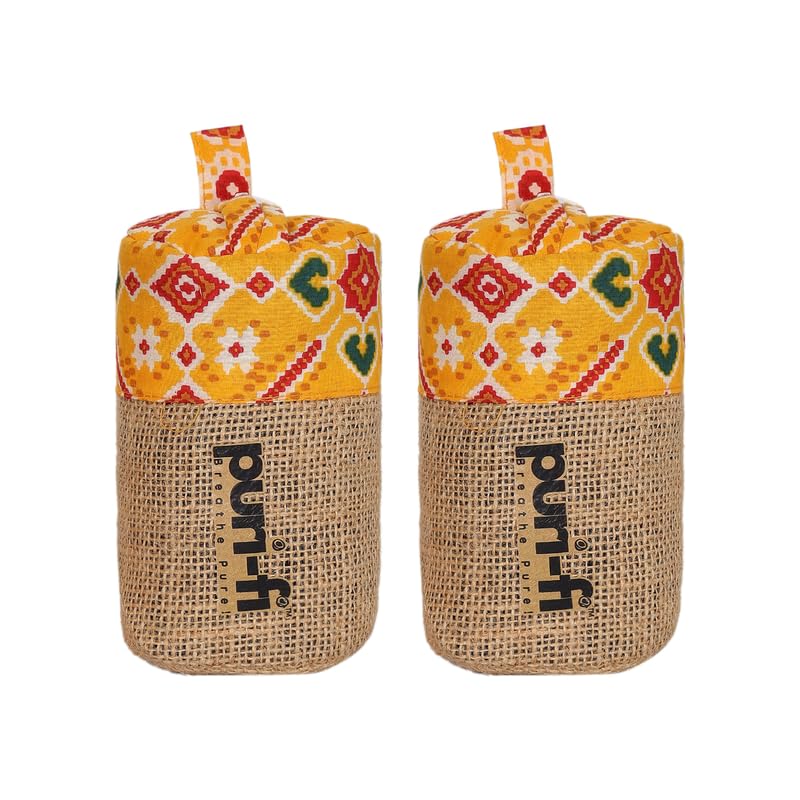 Image of Charcoal Air Purifier (Yellow Maze) - Non-Electric, Reusable Odor & Moisture Absorber with Coconut Shell Charcoal for Home, Car, Closet & Office. 250g, Pack of 2