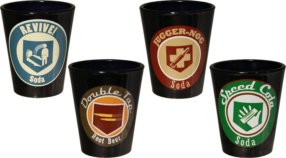 Call of Duty Ops III Perks Shot Glass, Black, Set of 4