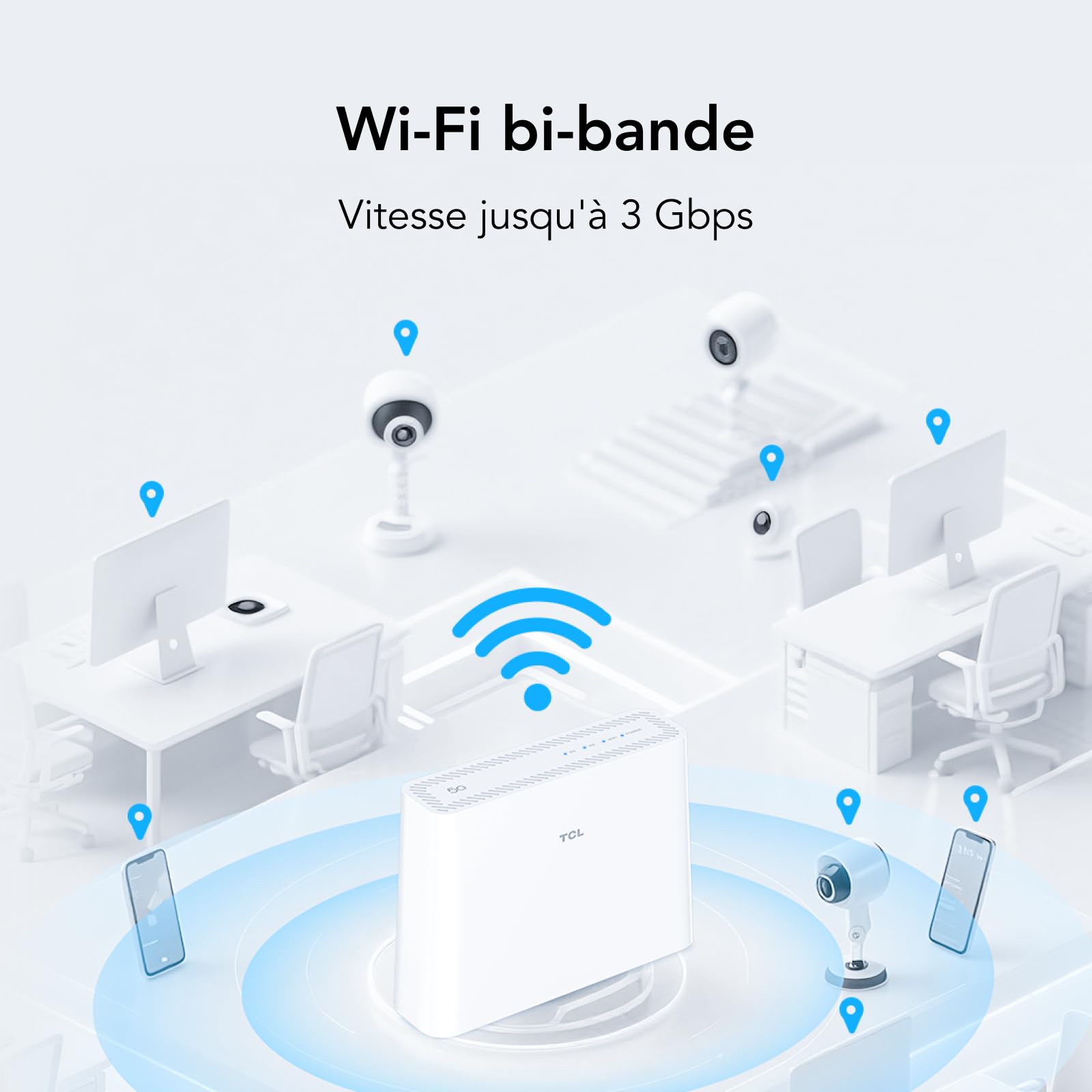 TCL LINKHUB 5G HH515L, AX3000 Wi-FI 6 Double Bande - CPE 5G avec Wi-FI 6 et antenne à Gain élevé