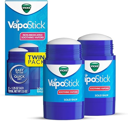 Vicks VapoStick, bálsamo sólido, sin ensuciar, vaporizadores Vicks calmantes no medicados, aplicador fácil de usar sin tacto, secado rápido,