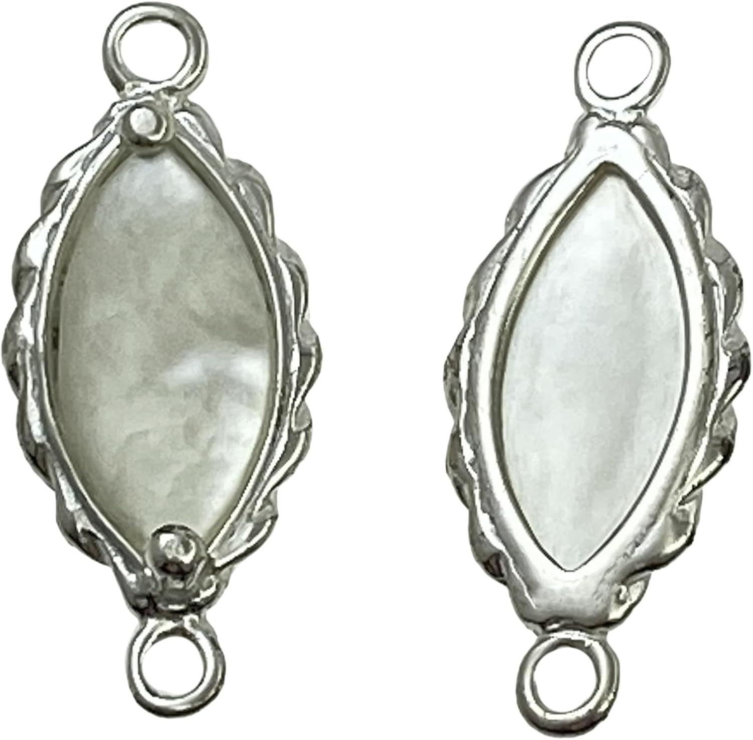 .925 Sterling Silver Butterfly Cross Heart Almond Link Connector Bead W/Mother Of Pearl MOP/Findings/Bright