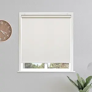 Blackout Roller Shades Blinds Cordless for Windows Pull Down Room Darkening Door Blinds with Thermal Insulated Easy to Install for Living Room,Bedroom,Home,Office Bathroom Beige 20" W x 72" H