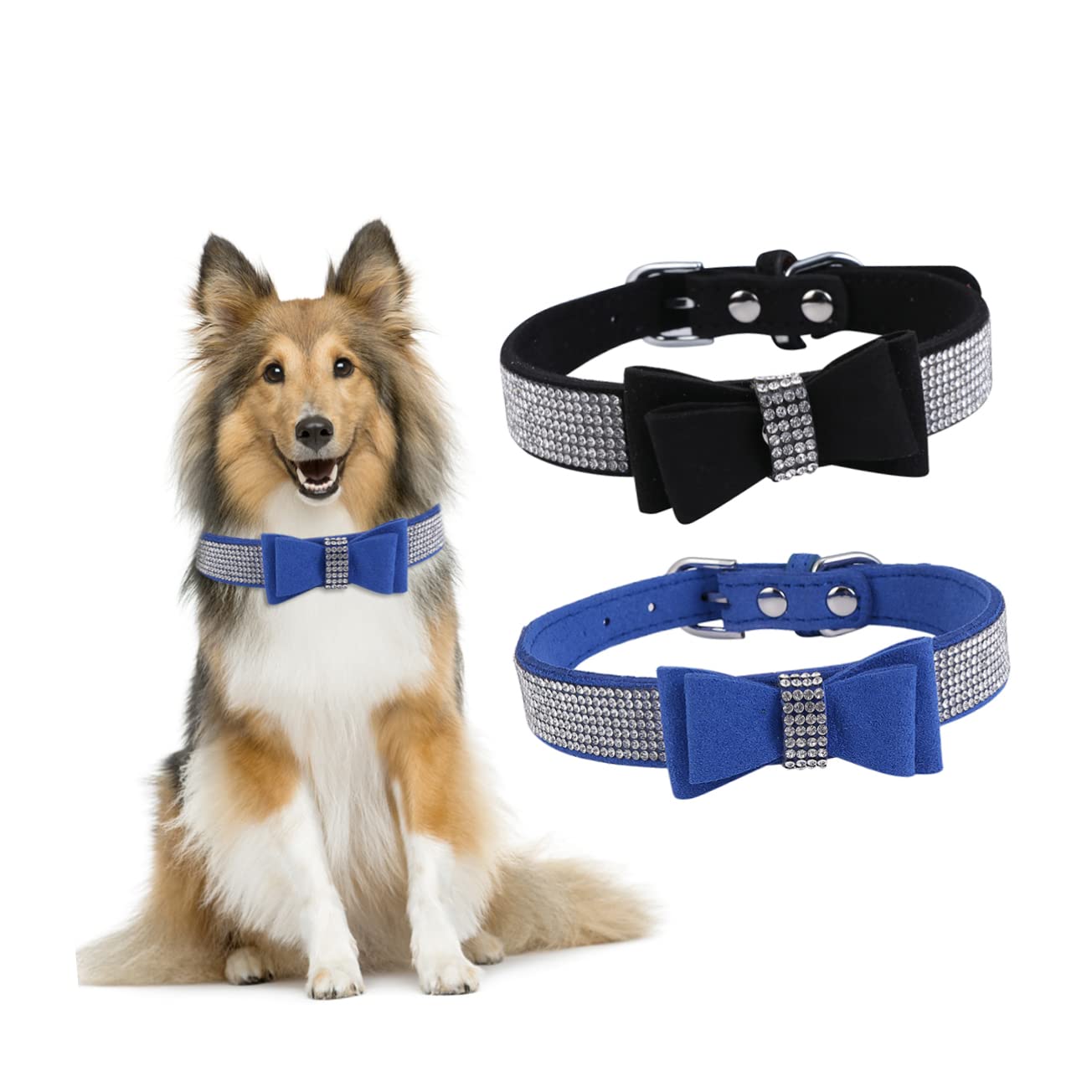 ⭕️ペット用アクセサリー Amazon | Sosoport シーペット用蝶ネク付き首輪 ドリルデザイン 首元を