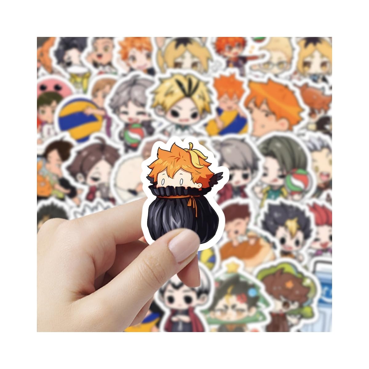 HIWOWOW Sticker Set, 103 Pieces, Haikyu, Shoyo Hinama, Solated Claw Polishing, Toru Ikawa Tsukishima, Waterproof, Q Version Character, Mobile Stickers, Stylish, Cute Goods, Notebook, Tape, Stylish : T