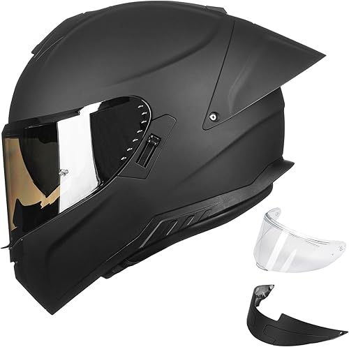 ILM Cascos de motocicleta de cara completa para adultos, hombres y mujeres, DOT 2 Spoilers Powersports de doble visera Street Racing Modelo MF518
