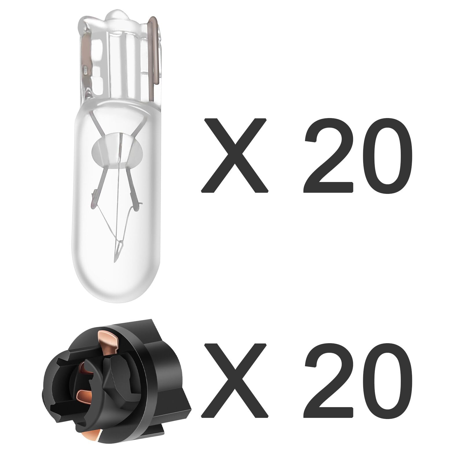 ECCPP Instrument Cluster Dash Panel Lights with Twist Lock Socket T5 White Halogen Lights Bulbs T5-Twist Lock 17, 18, 27, 37, 58, 70, 73, 74, 79, 85, 86, 206, 207, 286, 306, 307, 308, 406, 407 2721