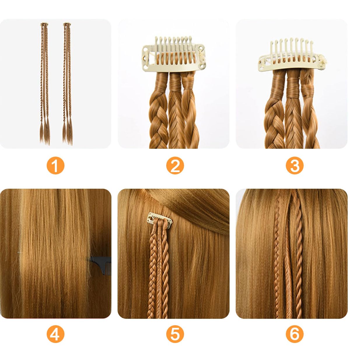 Traziewell Black Hair Extensions Clip in Long 2 Pieces Hair Extension Synthetic Hairpiece Braiding 0132 - Image 4