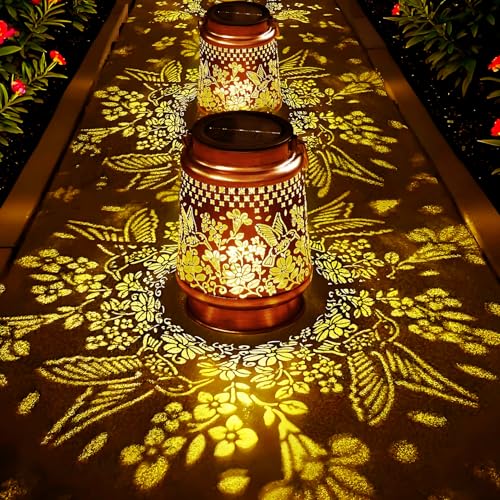 Joysing Lanterne Solaire Exterieur 2 Pièces Colibri, IP44 Étanche Métal Lanternes D'extérieur Lampe Solaire pour Jardin Patio Balcon Camping