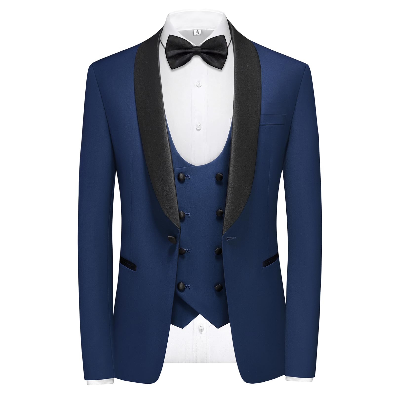 Completo da uomo in 4 pezzi, con blazer, giacca e pantaloni, con papillon, per balli e feste di nozze