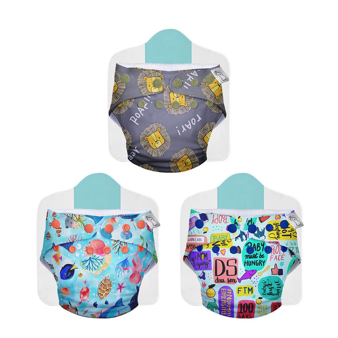 SuperBottoms BASIC Pack of 2 Diaper + 2 Inserts, Combo Pack of Assorted Freesize Washable and reusable cloth diaper with dry feel soakers,Unisex Baby (5-17kgs). (B0CVH53LKZ) Amazon Price History, Amazon Price Tracker