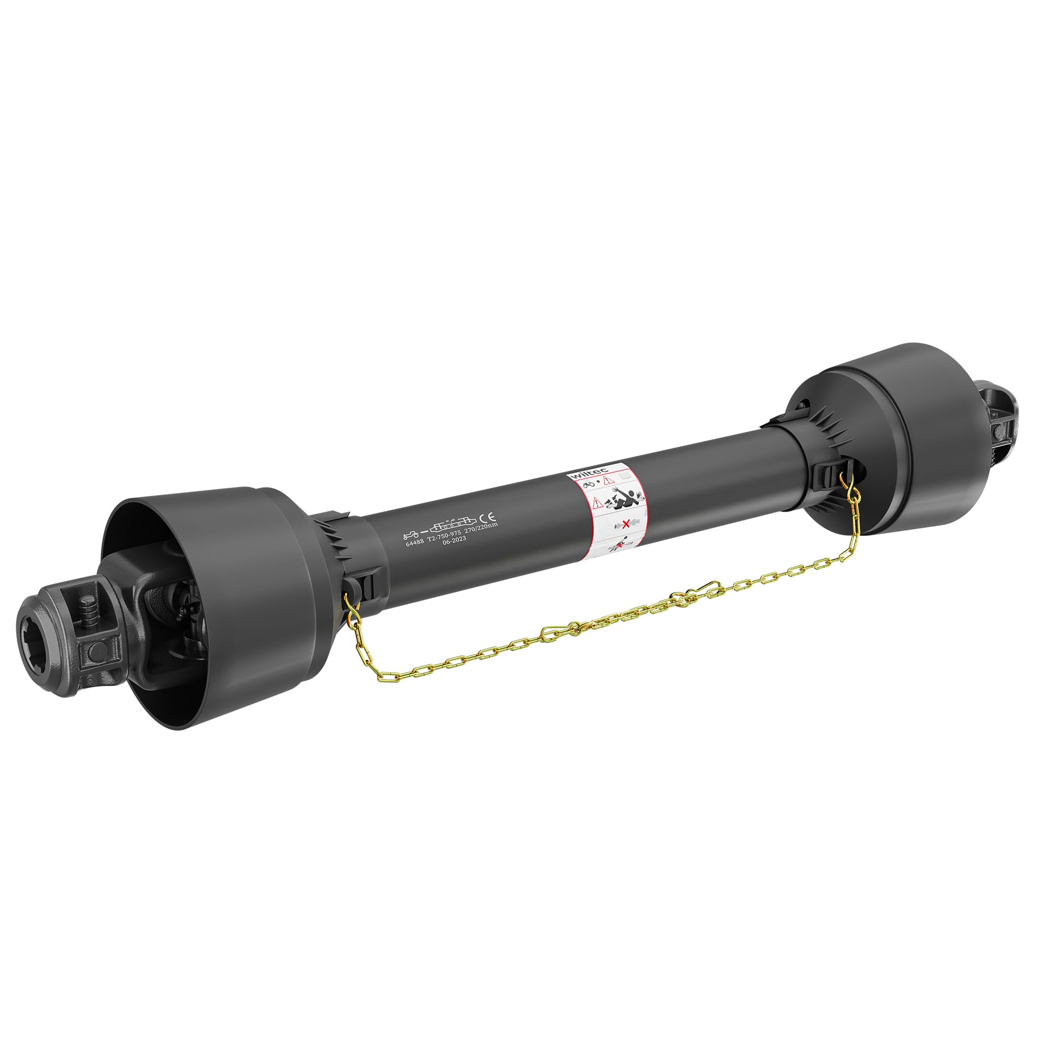 WilTec Toma de Fuerza T2 Eje transmisión cardán 750mm 270Nm 540rpm PTO 23kW (31CV) 2X 1 3/8" 6 Dientes - 1