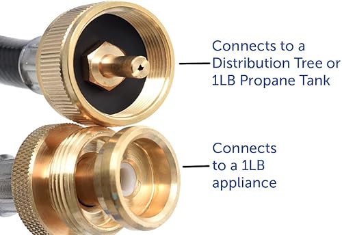 Miniatura 4 de Flame King AL193-8a Extensión de adaptador de manguera de 8 pies para conectar electrodomésticos al suministro de propano de RV, cilindros de 1