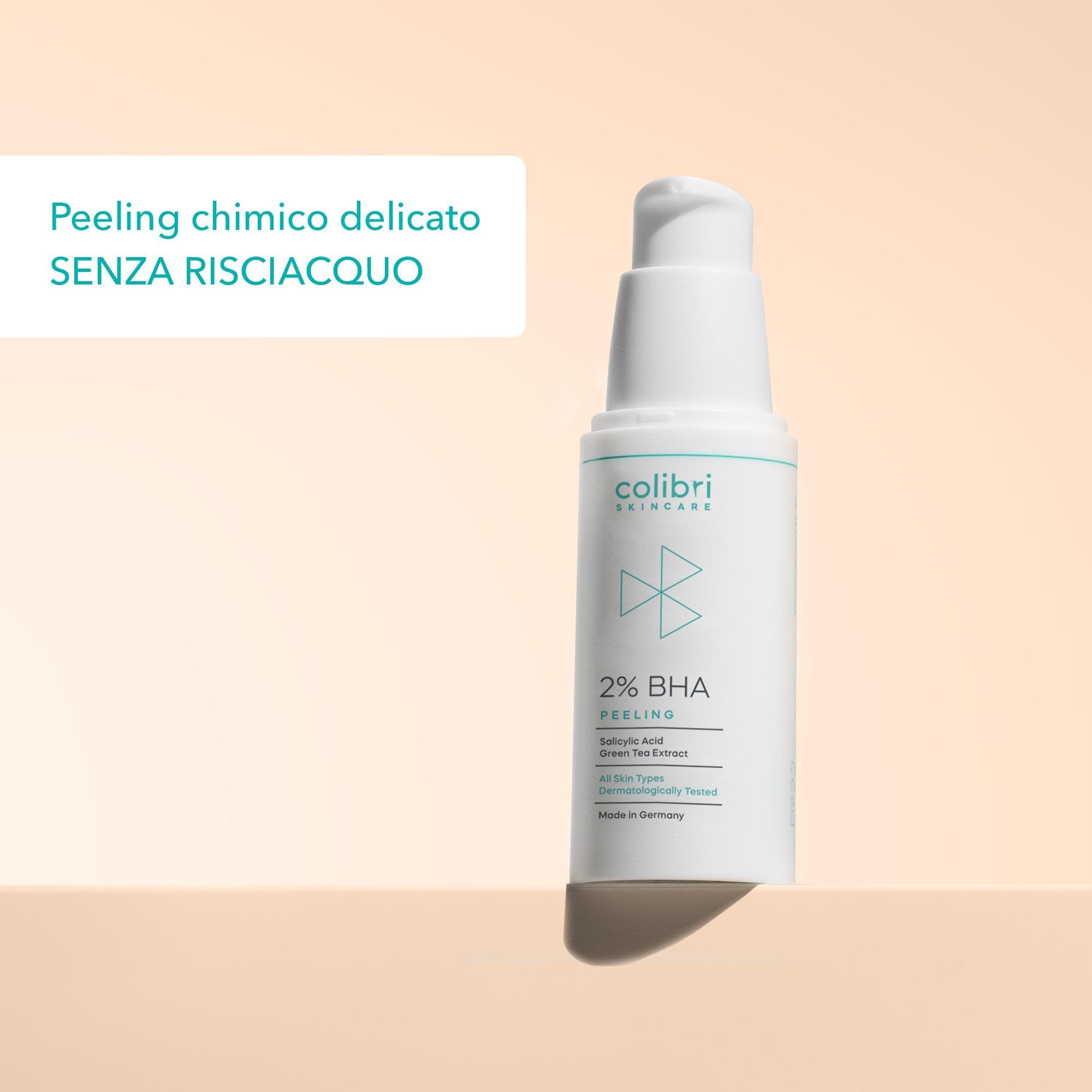 colibri skincare 2% BHA Peeling viso chimico esfoliante con acido salicilico - tutti i tipi di pelle, specialmente grassa e mista - scrub donna e uomo - 30 ml