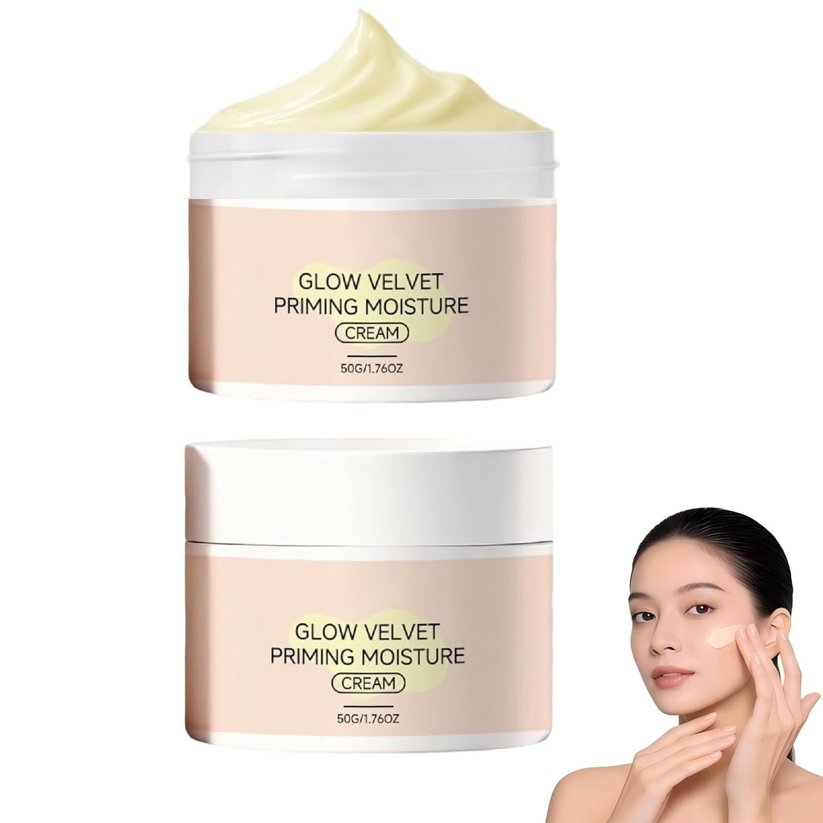 2Pcs Glow Velvet Priming Moisture Cream, Pore Blurring and Makeup Gripping Primer, Hydrating Glow Velvet Primer for All Skin.