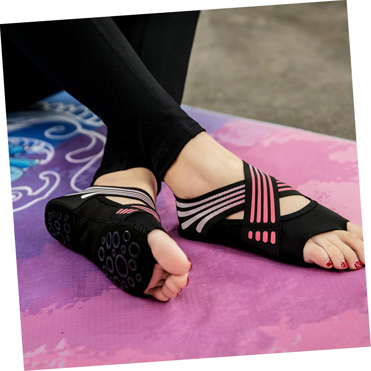 INOOMP 3 Paar Damen-Sportsocken Damen-Sportsocken Yoga-Schuhe Für Damen Volle Zehe Yoga-Socken Damen-Yoga-Socken Nicht-Yoga-Socken Damen-Sportsocken Riemen Rosa Miss
