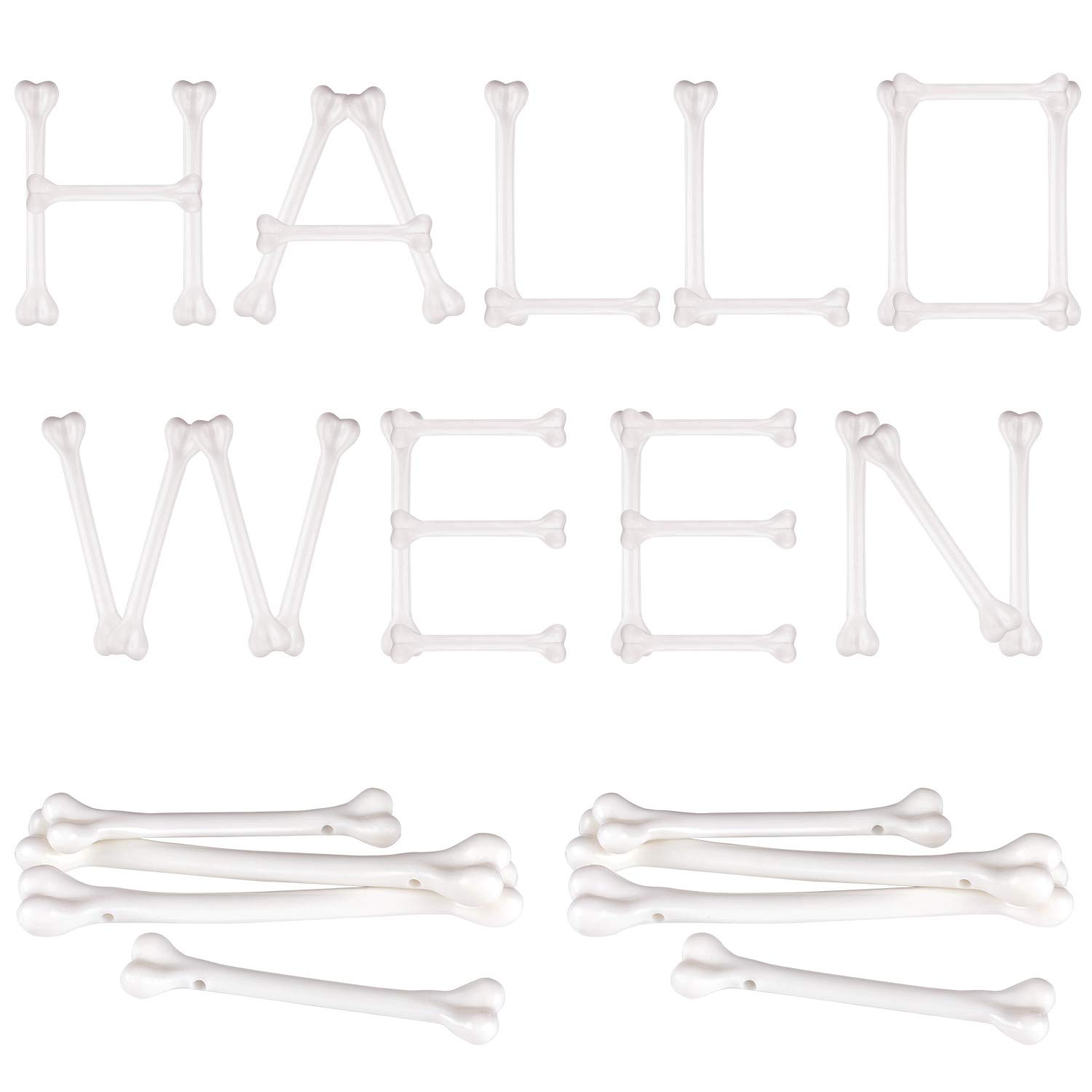 meekoo 36 Pieces Plastic Toy Bones Bulk White Plastic Fake Bones Toy Mini Skeleton Decoration for Caveman Theme Costume Supplies