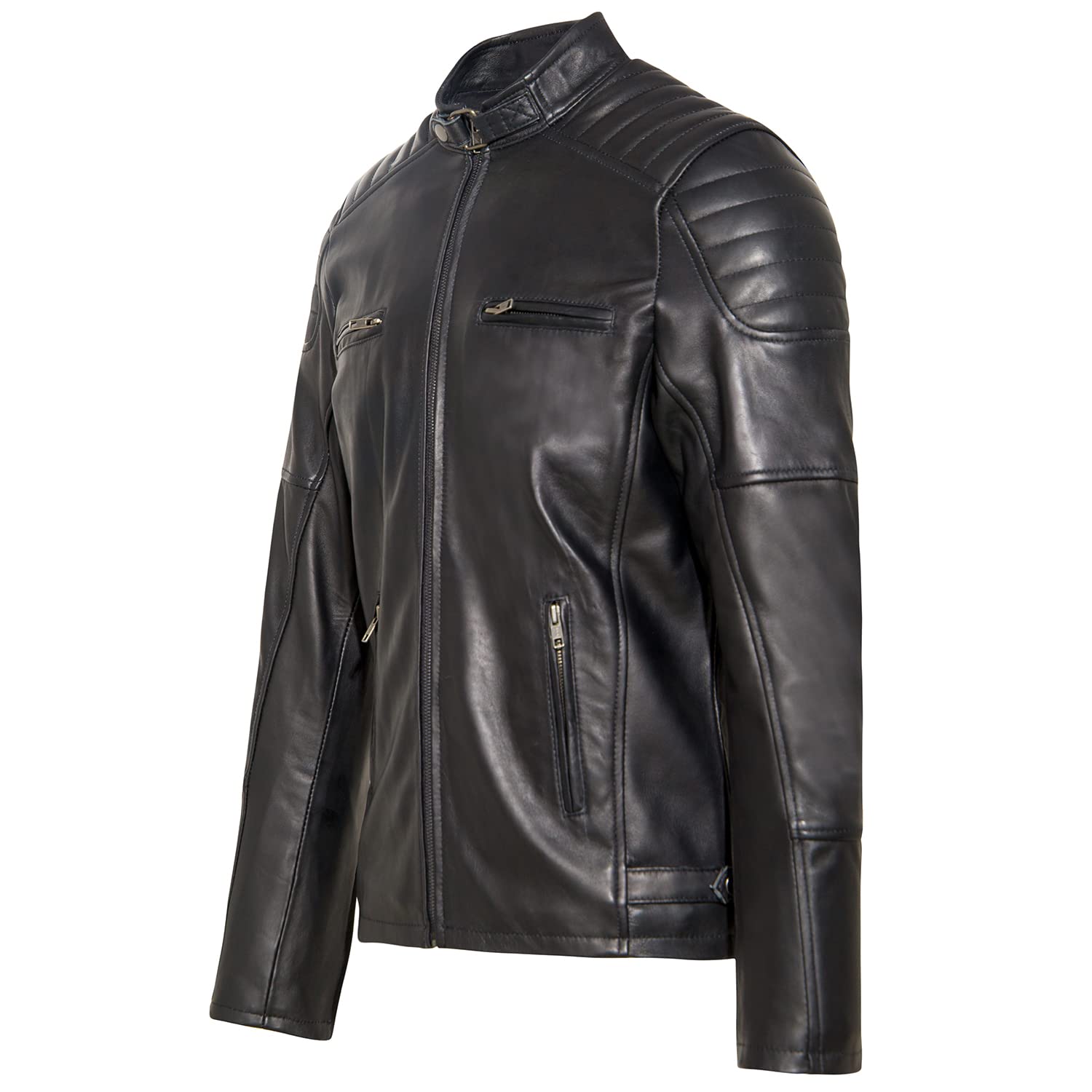 URBAN 5884 Ralf Chaqueta de Piel Hombre, Chaqueta de Piel de Oveja Genuina Suave y Duradera Hombre (Pack de 1)
