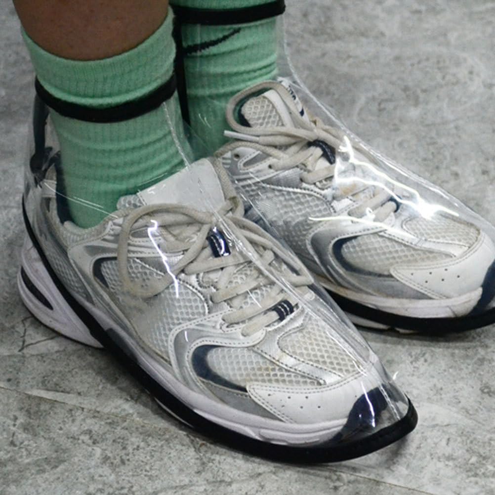 1 Pair Hair Cutting Cover Boot Biking Overshoes Transparent Washable Hair Coloring Cover Hazmat Suits rain Gear Protection rain Boots