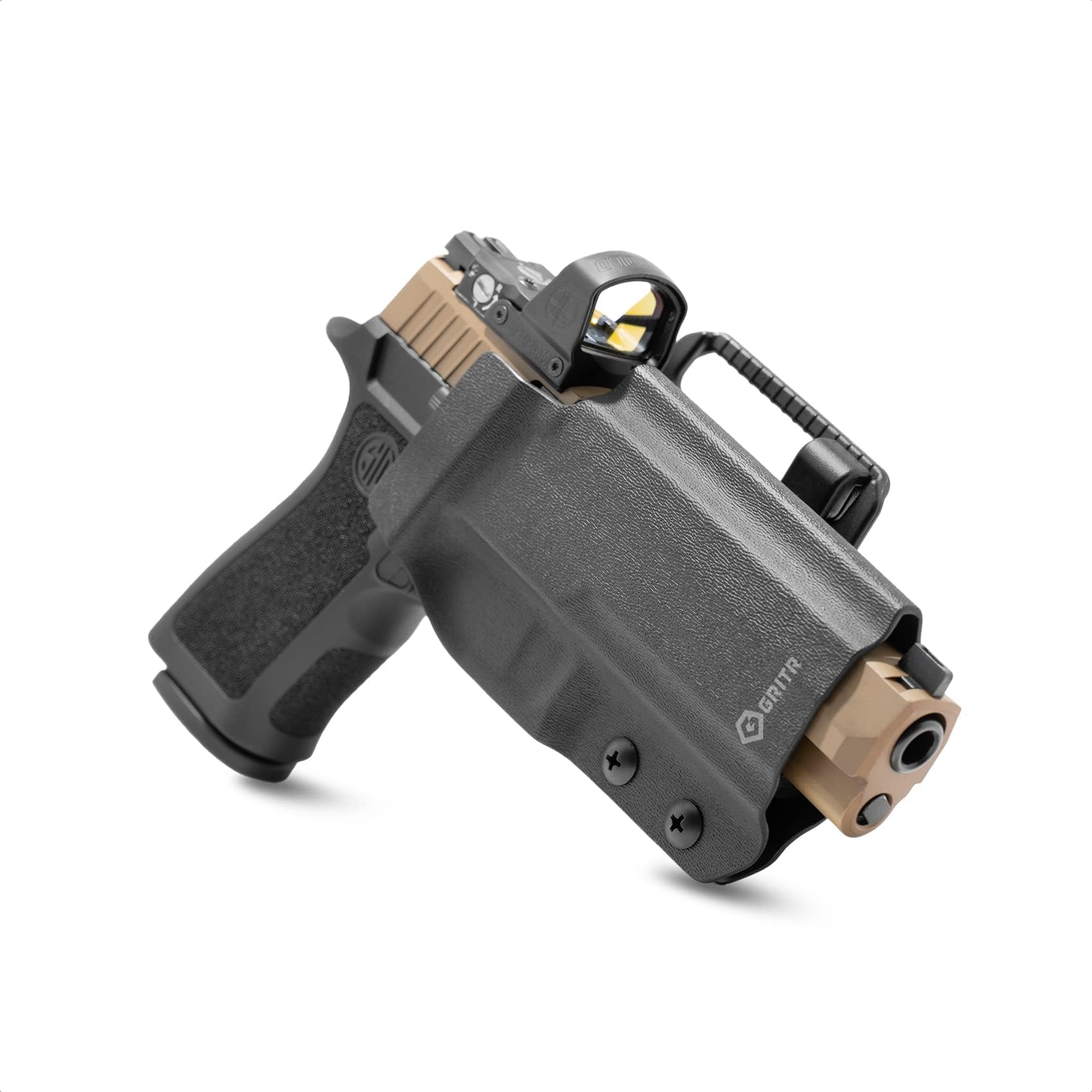 OWB Kydex Sig Sauer P320 Holster for Men & Women w/Optic Cut, Open Bottom, Adjustable Cant, Safariland QLS/G-Code RTI Attachments Compatible - Right/Left Hand Options
