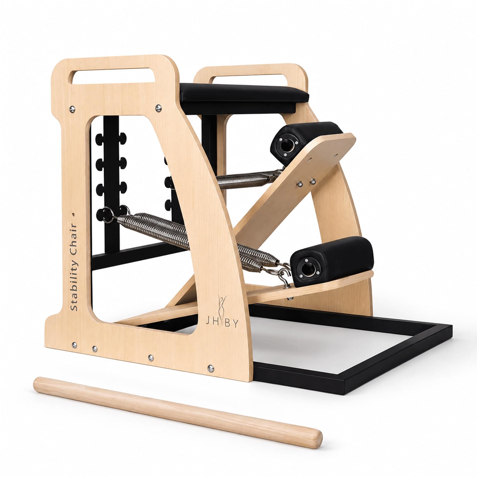 Pilates Stuhl, Pilates Stuhl für Home Workouts, Stabiler Metallrahmen, Pilates Stabilitätsstuhl, Yoga Fitness Trainer, Pilates Reformer Maschine (Schwarz)