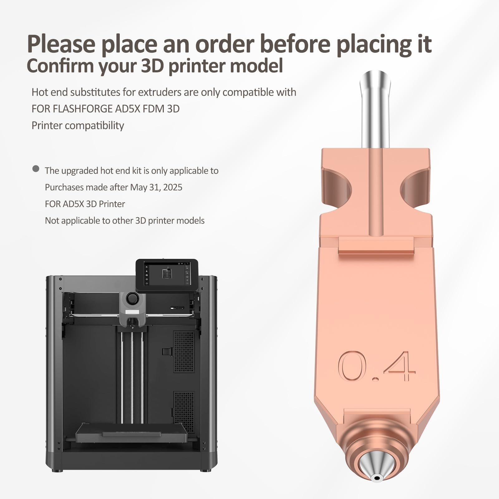 2 sztuki Hotend zestaw 0,4 mm z silikonową osłoną i szczotkami, szybko zdejmowana wytłaczarka dyszowa, zestaw do drukarki 3D Flashforge Ad5x