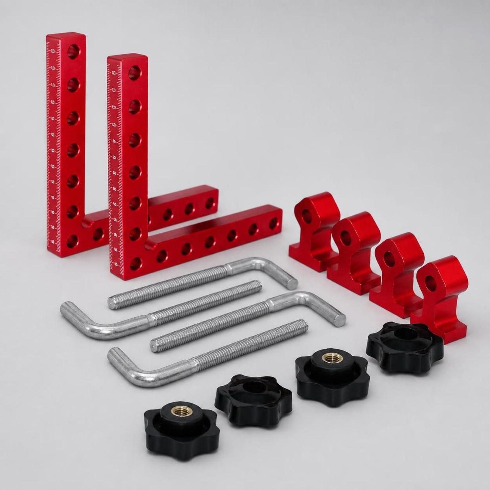 Morsetto Angolare Preciso Utensile, Set Da 6 Pezzi In Alluminio Rosso Con Custodia, 14 Cm