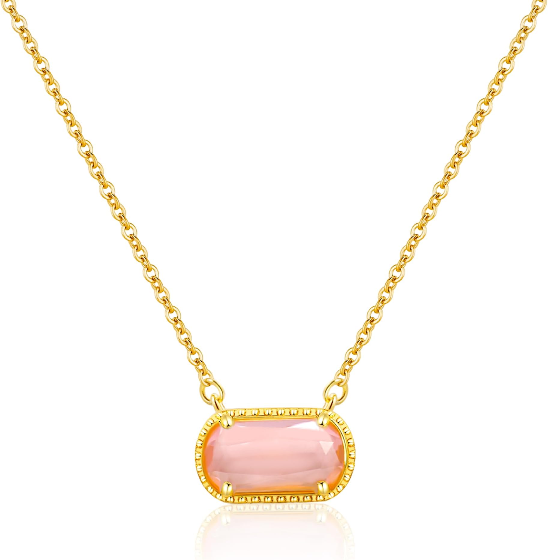 A Golden CloudColorful Gemstone Birthstone Pendant Necklaces For Women 14k Gold Plated Preppy Jewelry For Mom Wife Daughters Girls Friend Gifts