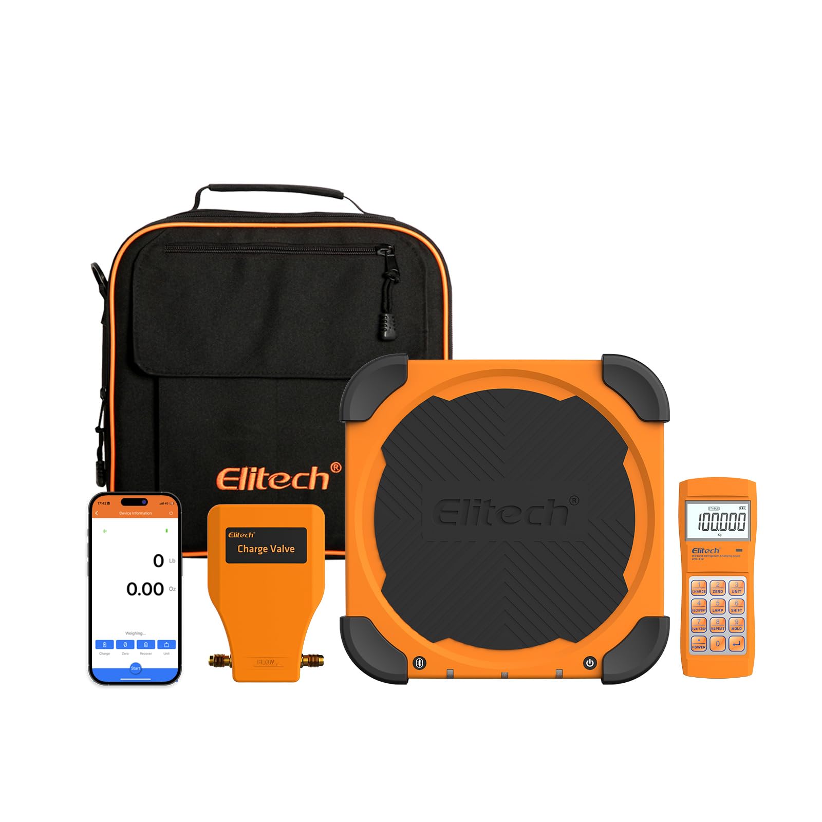 Elitech LMC-310A Wireless Refrigerant Scale HVAC Freon Weighing Scale 330lbs Remote Control with Auto Open/Stop Charging Valve