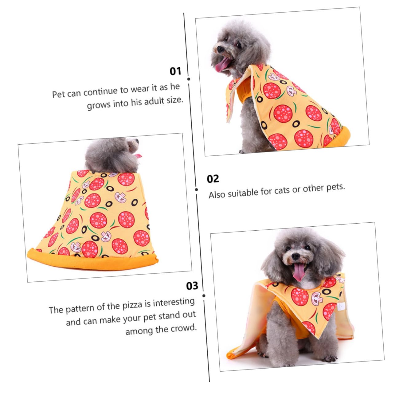 BESPORTBLE 3piezas Disfraz De Pizza para Perros y Gatos Ropa De Halloween para Mascotas Traje Divertido y Cómodo para Otoño y