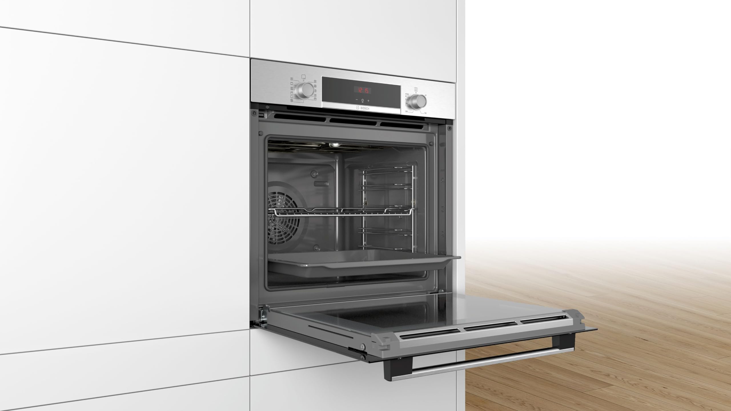 Bosch - HBG536ES3 Four multifonction 60 cm de large, série 6, 3D Hotair, autopilote, assistant de nettoyage, acier,