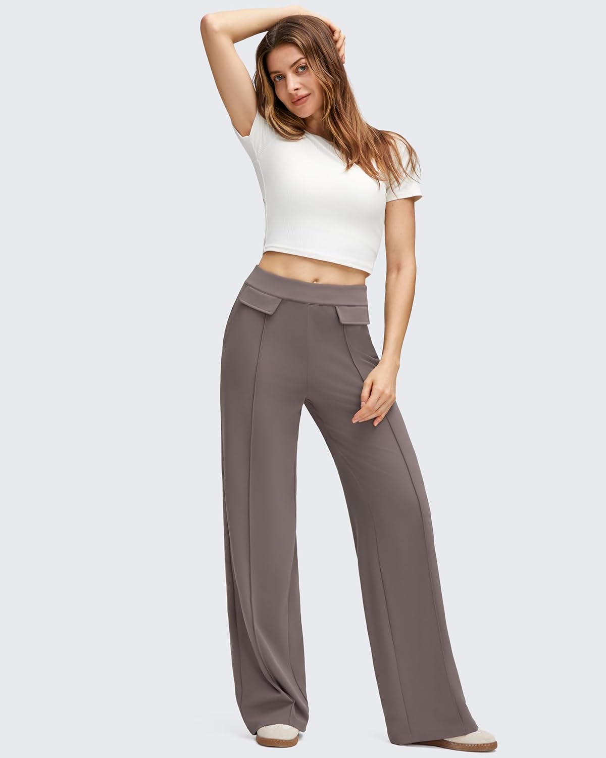 G4Free EverGoing Women's Wide Leg Pants High Waisted Yoga Pants Dressy Casual Trousers with Pockets