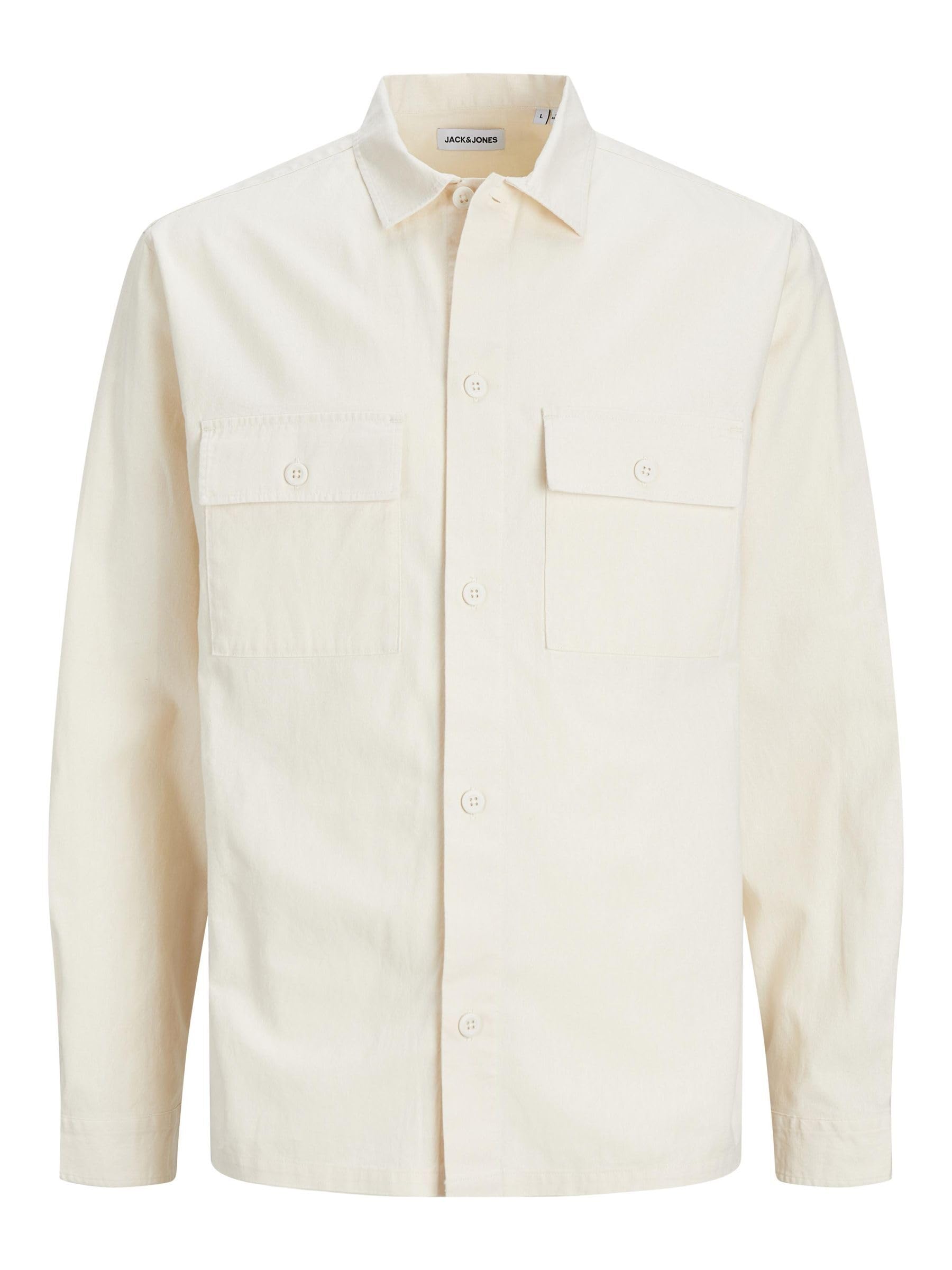 JACK & JONES Jjevenice Ls Sn Linen Overshirt, Ecru, XXL