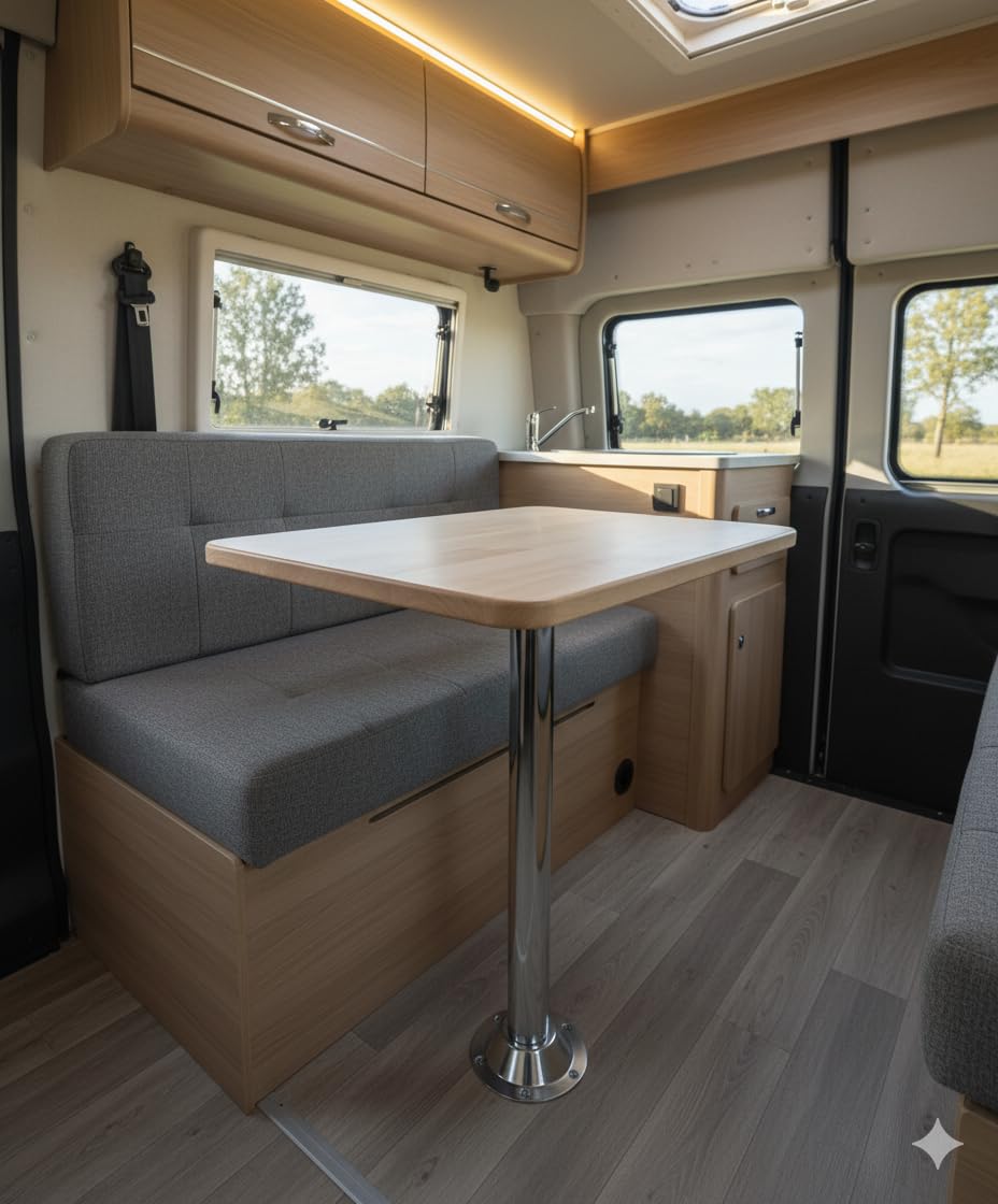 Pata de Mesa Camper y Caravana – CONICA para Furgonetas y Campers, Tubo 70 cm de Altura, Ligera y Resistente – Soporte Estable para Mesas en Autocaravanas
