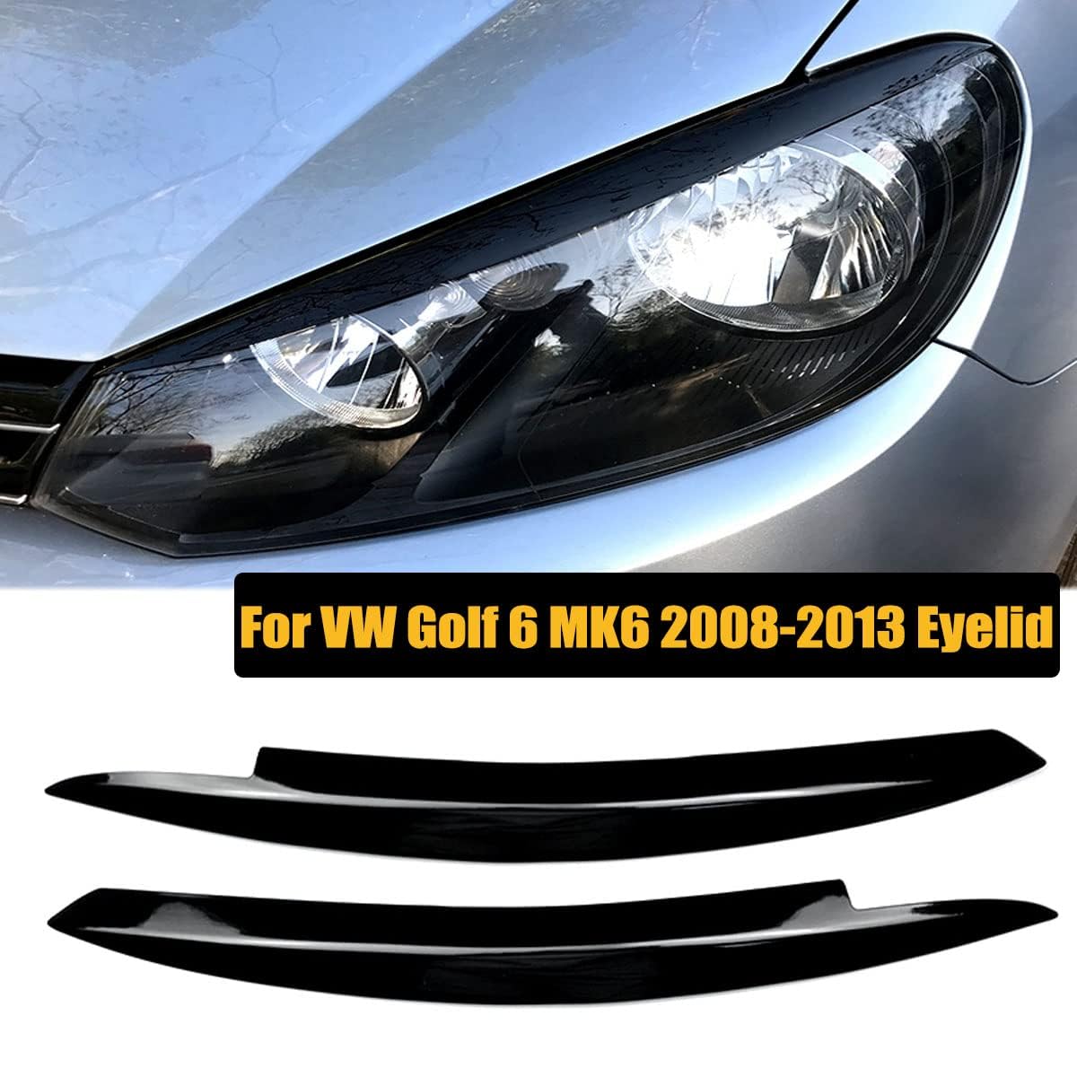 Faros Ceja para VW Golf 6 MK6 GTI GTR 2008-2013,Faros Cejas Cabeza de pestañas Cejas de Faros Accesorios