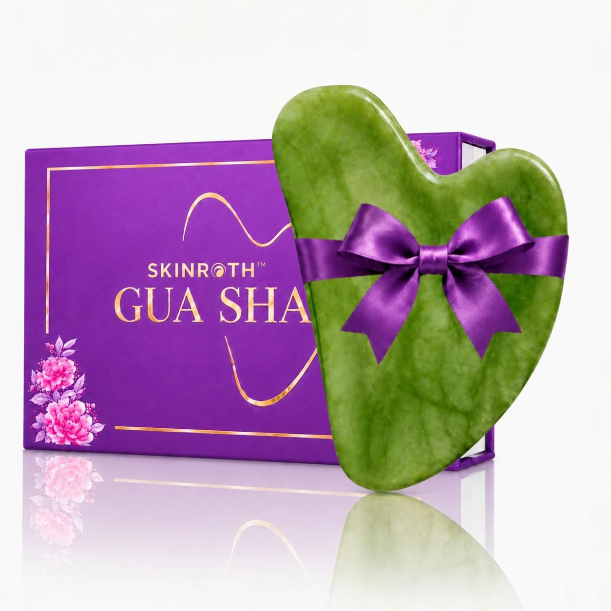 SKINROTH Grade A+ Pure Jade Gua Sha Tool for Face Massage, Jawline Sculpting & Lymphatic Drainage, Natural Jade Stone, Premium Travel-Friendly Rigid Gift Box