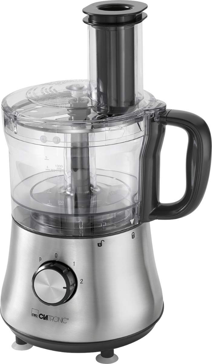Clatronic KM 3646 - Procesador de alimentos, 2 velocidades + turbo, recipiente 1.5 litros, accesorios, 500w