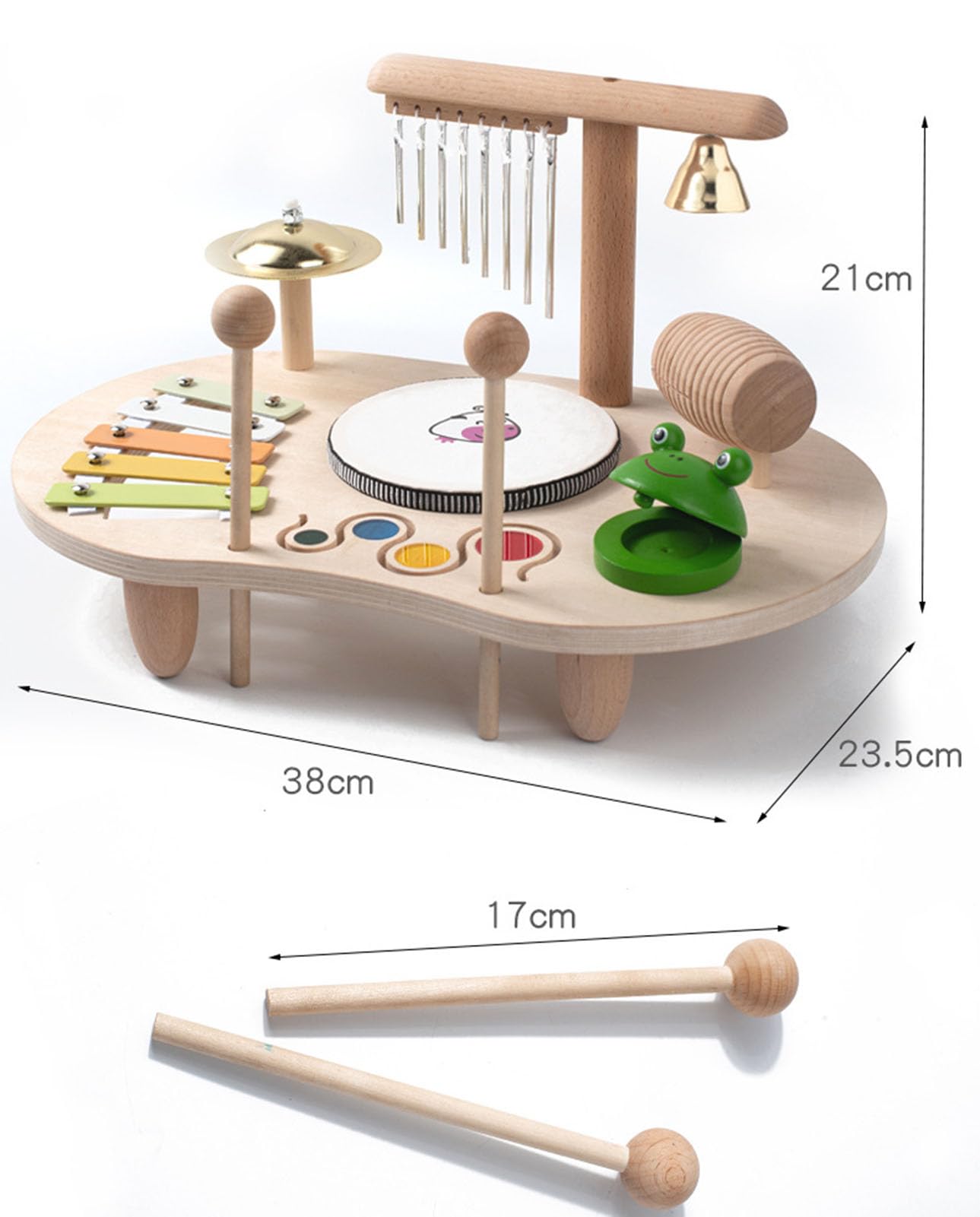 Stazione Musicale Multifunzionale in Legno Montessori, Set di Strumenti a Percussione per Bambini