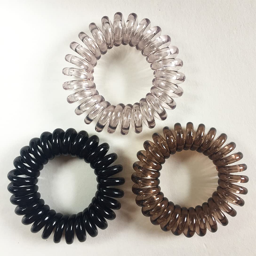 Ombre Color Coil Hair Ties Set - 27 Pieces Spiral Traceless Elastic Ponytail Holders, Waterproof Coil Hair Bands and Accessories (1.58inch/4cm)