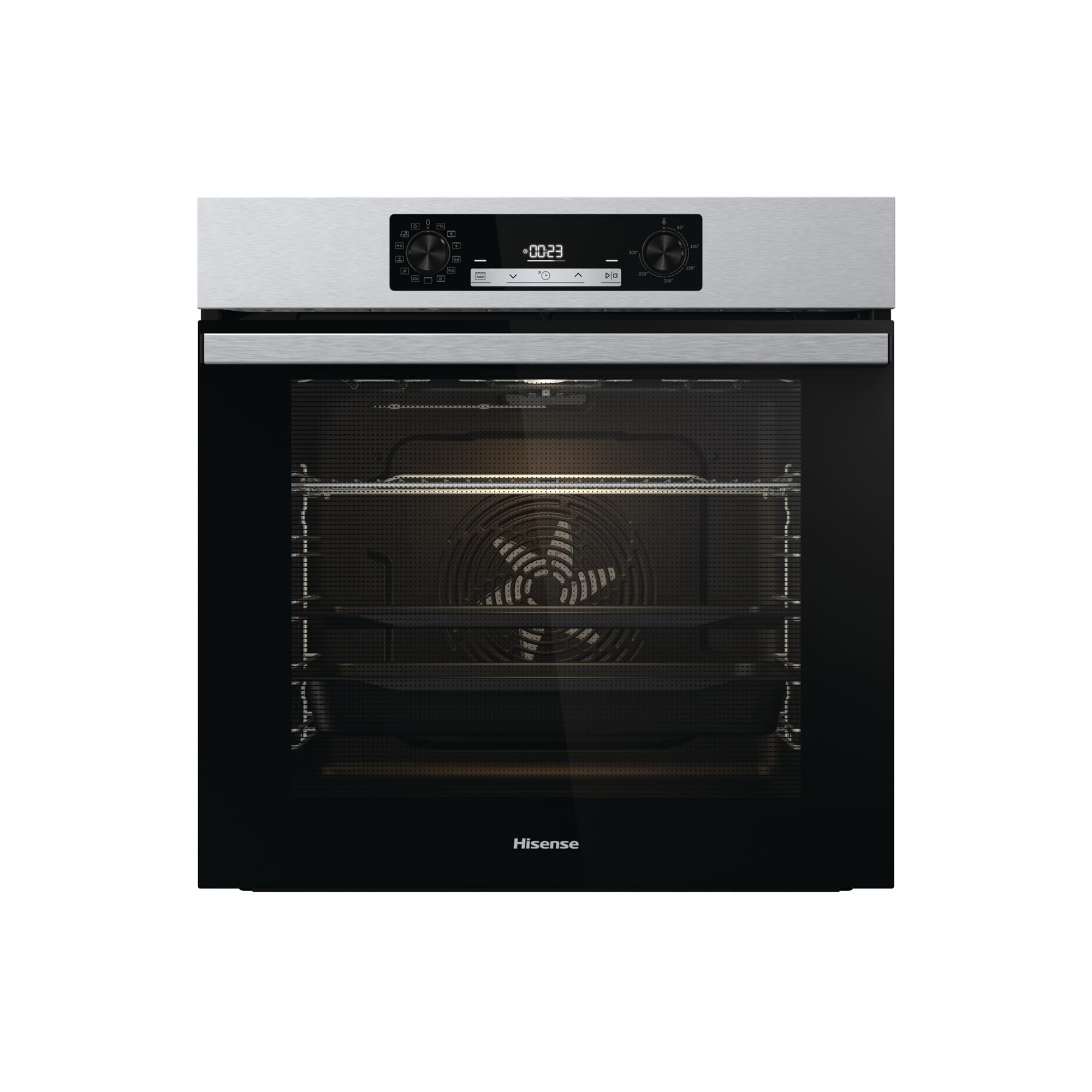 Hisense O65226AXS Four électrique encastrable multifonction thermo-ventilé à vapeur Capacité XXL 77L Nettoyage AcquaClean 13 fonctions de cuisson (pizza 300°C et AirFry) Anti-traces de doigts Inox