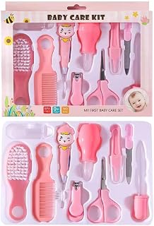 MOPPETS 10pc Baby Grooming & Healthcare kit in Gift Pack with Ear Cleaner (Pink)