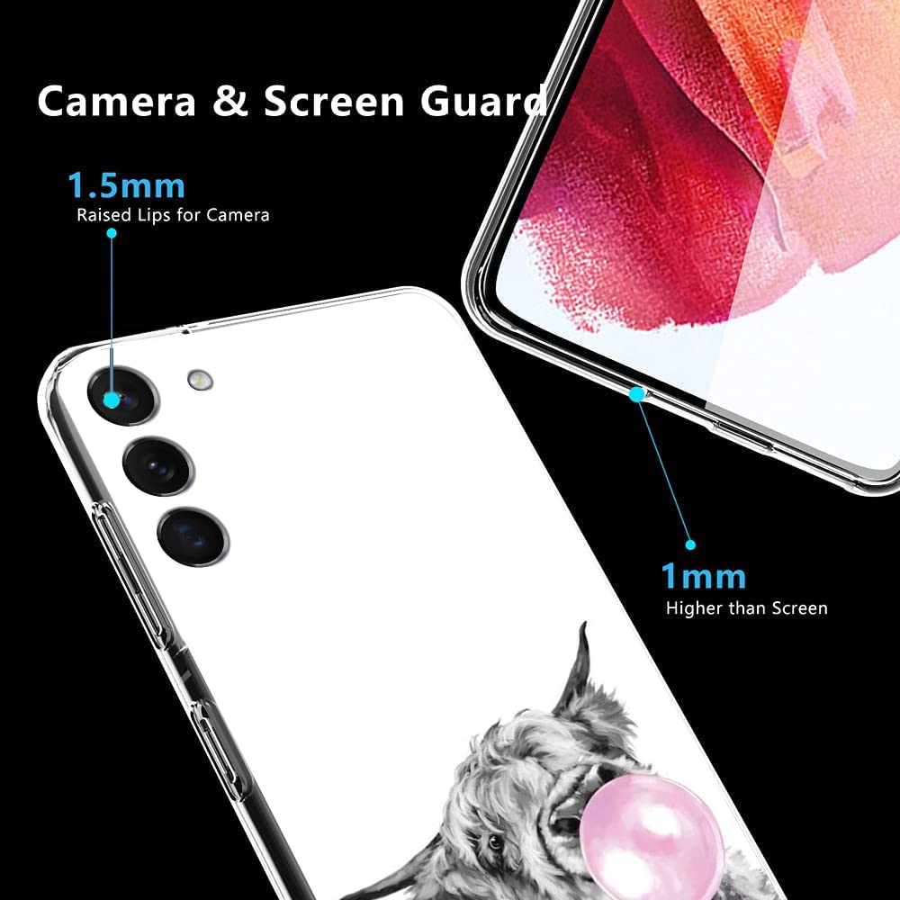 Funda compatible con Samsung Galaxy S22 de moda, Highland Cow Howdy Western Farm Animal Country Cowboy Ranch Farmgirl Funda transparente para teléfono de regalo TPU a prueba de golpes